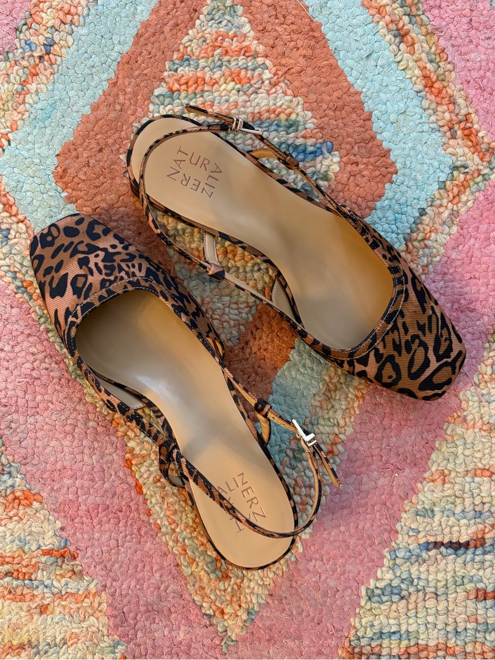 Naturalizer Leopard-Print Slingback Flats in Brown and Black